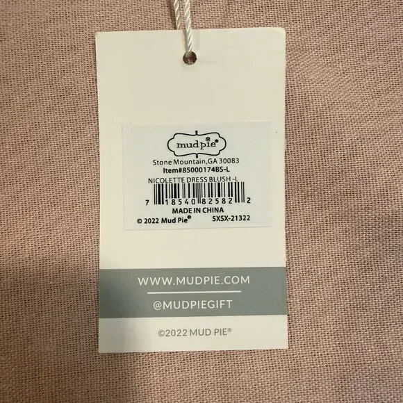 Mud Pie Nicolette Dress Blush Pink Tiered Sleeveless L NWT - Picture 7 of 10